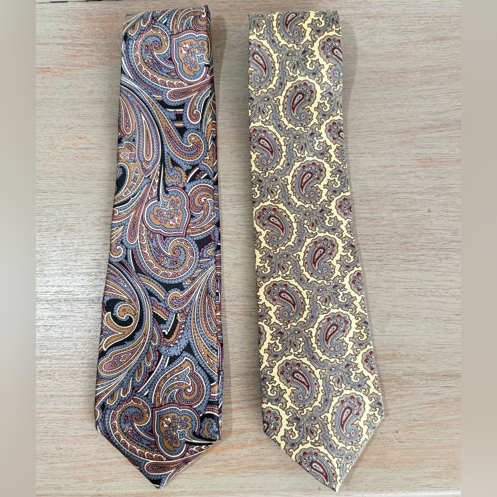 Vintage 90s Neil Martin Silk Paisley Classic Ties Lot Of 2 Retro Office Wear Set